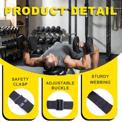 Dumbbell Spotter Straps with Safety Locking Buckle, Adjustable Height Hanging Straps for Chest Bench Press, Heavy Duty Barbell Rack Attachment for Home Gym Solo Training, Prevents Accidental Drops