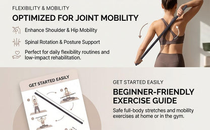 YUYTE Adjustable Yoga Stick 3 Lengths 30 45 60 Inch Foam Sleeve Steel Core Exercise Stretching Bar for Flexibility Training Pilates Home Gym Workouts