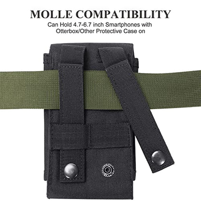 Universal Tactical MOLLE Holster Army Mobile Phone Belt Pouch EDC Security Pack Carry Accessory Kit Waist Bag Case Compatible iPhone 13 14 15 Pro XS Max XR 7 8 Plus for Samsung Galaxy S10 S9 S8 Plus - color: #A (Big)