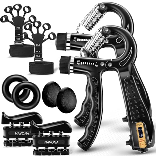 5/10 PCS Grip Strength Trainer Kit, Hand Gripper Strengthener, Forearm Strengthener, Finger Strengthener, Finger Exerciser, Stress Relief Ball,Forearm Workout Ring for Muscle Building and Injury Recover - size: Black-10P