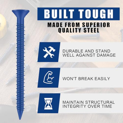 MorningRo 200 Qty 3/16" x 1-1/4" Star Head Concrete Screws Anchor with Drill Bits Blue Star Drive Bugle Head Screws for Anchor Masonry, Block, Brick, Cement, Stucco, Diamond Point and Wood Fastening - size: 3/16" X 1-1/4", style: Star Head