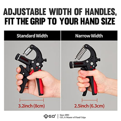 GD Grip2 Adjustable Grip Strength Trainer Hand Gripper Forearm Strengthener | Adjustable resistance 22~77lbs Squeezer, Hand grip strengthener, Gripper exerciser Devices, Stress Relief Grips Recovery - color: RED