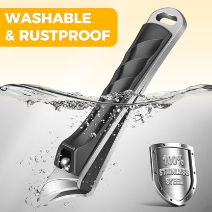 Ingrown Toenail Clippers, Edgy Nail Clippers for Thick Nails | Professional Slanted Curved Blade Finger Nail Clippers, Angled Nail Cutters for Seniors, Adults, Men & Women - style: Black