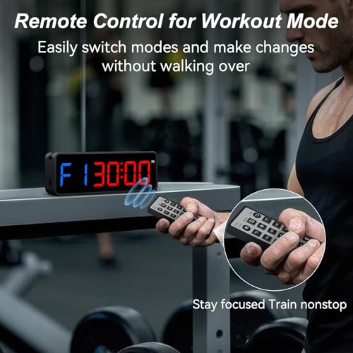 Portable Gym Timer Clock: Fitness Digital Clock with Strong Magnet | Remote Control for Fitness Enthusiasts - Powerful Battery for Home Gym Garage Boxing Crossfit - color: Black