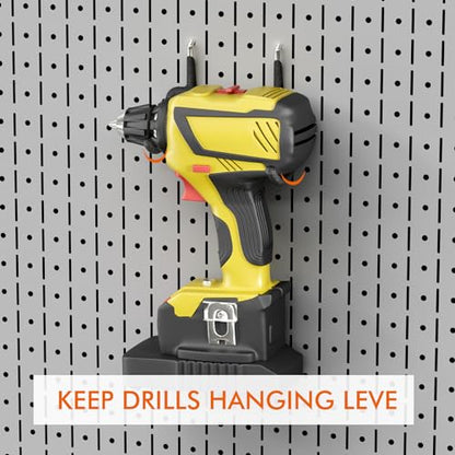 Utility Heavy Duty Pegboard Hooks, 8Pack Peg Board Power Tool Drill Holders | Fit 1/8" 1/4" Peg Holes, Double Arm Peg Board Bracket, Rubber Coated, Large Tool Organizer for Garage Workshop Shed Craftroom - style: 8 Pack
