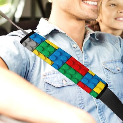 2 Pack Construction Colorful Bedding Brick Red Yellow Green Blue Grey Seat Belt Shoulder Pad Breathable Shoulder Harness Cover for Child, All Vehicles, Neck and Shoulder Support - color: Pattern 986