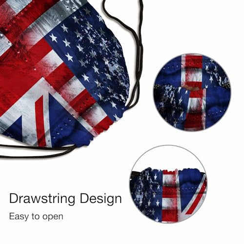 National Flag Drawstring Bag 14x16.9 Inch USA British Star White Red Striped Gym Bag Stroage Small Exercise Accessiors Water Bottle Change of Clothes Shoes - color: National Flag