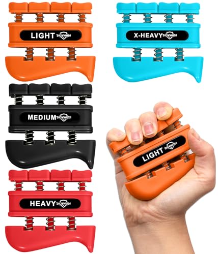 DICYWUDI Grip Strength Trainer, Finger Strength Trainer for Grip Strength Training for Fingers, Wrists, and Hands for Home, Office, Gym, Climbing, Athletes, Musicians, and Therapy - color: Orange/Black/Red/Blue