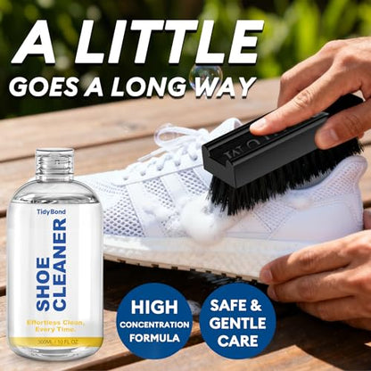 Shoe Cleaner Kit for Sneakers with 3 Brushes and Foam Bottle, 10.6 oz | Deep Cleaning for White Shoes, Leather, Suede, Nubuck, Canvas, Mesh, Boots, Midsoles and Soles