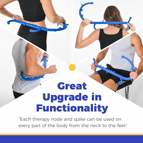 Deep Tissue Back & Neck Massager - Back Massager Stick for Pain Relief, Muscle Knot Remover, Trigger Point Massage Tool for Full Body, Shoulders, Legs - Pressure Point Massage Tool (Blue) - color: Sky Blue
