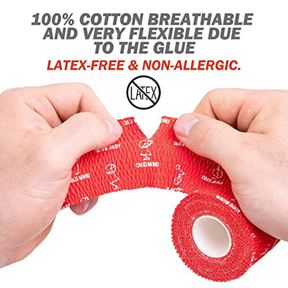 WARM BODY COLD MIND 1.85" Weightlifting Thumb Tape - Hook Grip Tape for Powerlifting, Cross Training, Gym Tape, Workout, Weight Lifting Tape, Athletic Finger Wrap (Red 6 Rolls) - color: 6 Rolls Red
