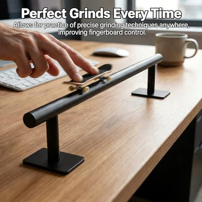 Professional Fingerboard Flat Rail Premium Solid Steel Construction Deck Ramp Skateboard Obstacle Non-Slip Foam Feet Used with Fingerboard Decks Mini Skatepark Accessory Powder Coated Finish Black