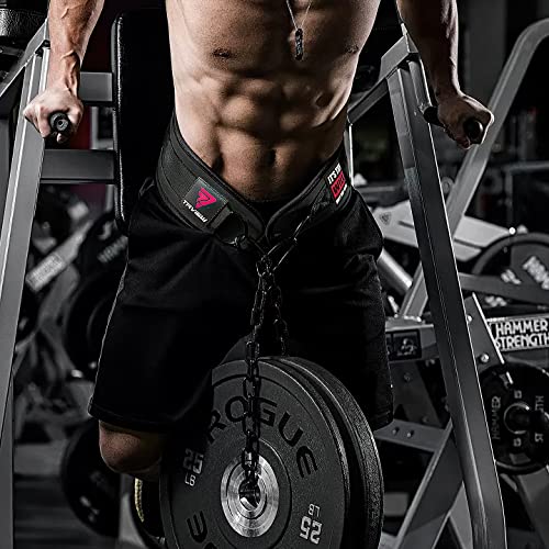 Heavy Duty Dip Belt With Chain - Weighted Pull Up Belt for Workout - color: black