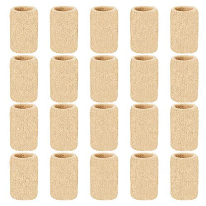 Senkary 20 Pieces Finger Compression Sleeves Elastic Finger Protectors Thumb Splint Brace for Arthritis Pain Relief, Basketball Sport (Beige) - color: Beige