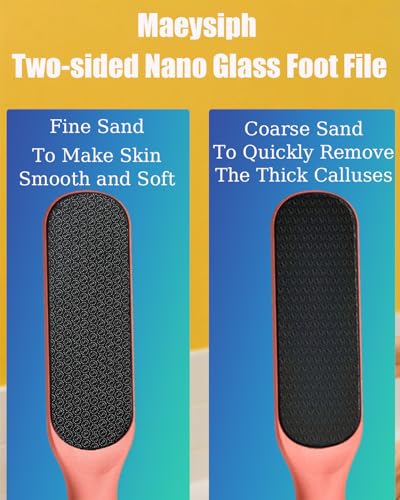 Nano Glass Foot File, Callus Remover for Feet, Wet and Dry Feet Dead Skin Remover, Durable Foot Scrubber, Double-Sided Safe Hygienic Pedicure Tools for Feet, Long Lasting Foot Care Soft Smooth Feet - style: Rose gold