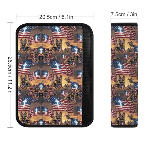 1 Pair Soft Padded Seat Belt Cover for Child, Most Cars, American Flag Patriotic German Shepherd Shoulder Harness Cover, Neck and Shoulder Support - color: Pattern 641