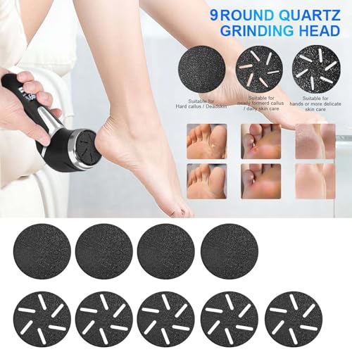 Electric Callus Remover for Feet (with Dander Vacuum), Portable Pedicure Kit Foot File Callus Remover, Rechargeable Waterproof Foot File for Foot Care Deadskin Remover with 9Head&LCD Display - style: Black Electric Callus Remover +10in1+9 heads