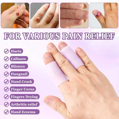 Pndeyo 6pcs Gel Finger Sleeves, Elastic Tube Silicone Finger Support Sleeve, Soft Hand Cushions Protector for Reliefing Hands Cracking Trigger Pain- Purple - color: Purple