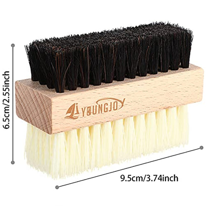 YoungJoy Dual Sided Sneaker Shoe Cleaner Brush Set Shoes Clean Brush Kit Horsehair Boar and Plastic Bristles with Microfiber Cloth (C) - style: C