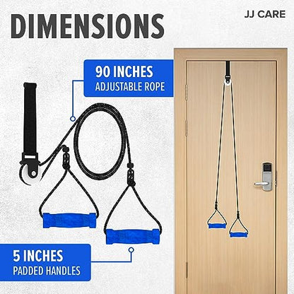 JJ CARE Over the Door Shoulder Pulley for Physical Therapy, 90 Inches Adjustable Exercise Pulleys for Shoulder Rehab – Rotator Cuff Exercise Equipment with Padded Handles, Door Hanger & Carry Bag