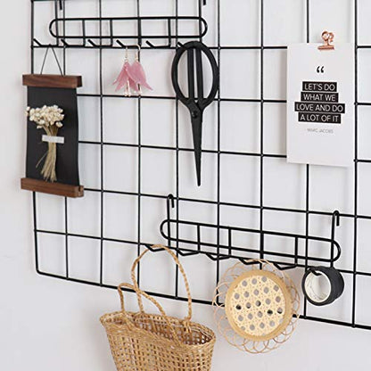 Storage Hooks Rack, 2 Pack - Iron Wire Grid Hooks for Wall Mount Storage and Display, 10.7”x 2.8”x1.8 », Black - color: Black