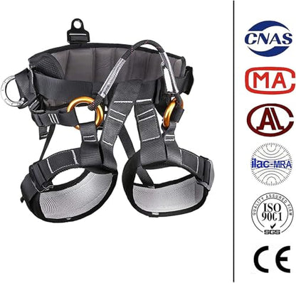Climbing Seat Belt, Caving, Rock Climbing and Rappelling Equipment, Body Guard Protect, Rappelling Rescuing Equip - color: Half-body Black