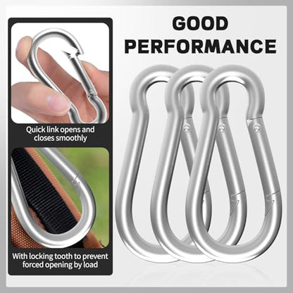 Heavy Duty Spring Snap Hook Carabiners, Galvanized Steel Quick Links, Spring Clips in Black & Silver, Multiple Sizes: 1.6Inch/2Inch/2.4Inch/3Inch/4Inch, for Swing Hammock Camping Keychain Outdoor - size: M4-120PCS, style: Silver