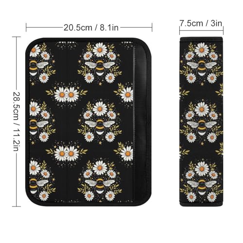 2 Pack Daisy Flower Bee Seat Belt Shoulder Pad Universal Soft and Comfortable Seat Belt Covers Cushion for Kids, Most Cars, Comfortable Driving - color: Pattern 652