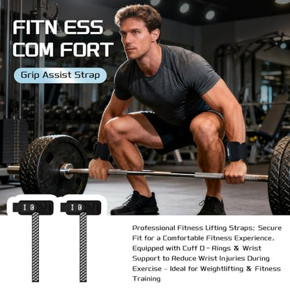 GOUNOD Lifting Wrist Straps with D Ring for Weightlifting & Gym – Heavy Duty Padded Wrist Support for Men & Women – Non-Slip Hand Grip Straps for Deadlifts, Pull Ups, Cable Machines & Bodybuilding