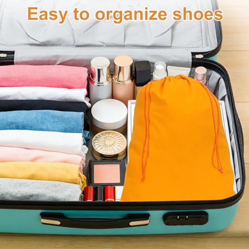 Cloth Shoe Bags for Travel, Flannel Pouch with Drawstring Closure Washable Breathable Cotton Fabric, 15.8x11.8" & 2 Pcs & Gray- Fit for (Men Women/Luggage/Storage) - color: Gray