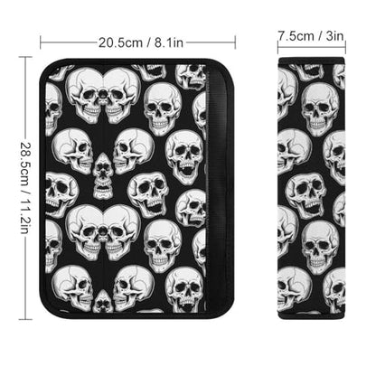 Soft Padded Car Seat Straps Shoulder Pads for Elderly Support, All Vehicles, 1 Pair Skull Gothic Halloween Black Shoulder Protector Anti-Slip Pad - color: Pattern 1095