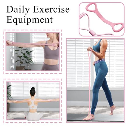 2 Pack Figure 8 Resistance Band, Workout Stretch Bands for Exercise, Arm Back Shoulder Fitness Elastic Rope Equipment for Yoga Pilates Physical Therapy Stretching Training - color: 2Pcs