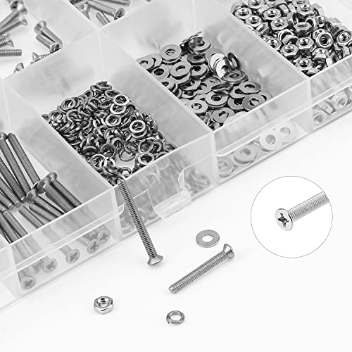 HELIFOUNER 560 Pieces M2.5 x 4mm /6mm /8mm /10mm /12mm /16mm /20mm, Phillips Countersunk Head Machine Screws, Metric Screws Bolts Washers Nuts Kit, 304 Stainless Steel - size: M2.5, style: Phillips Countersunk Head
