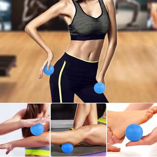 WOVTE Massage Lacrosse Ball for Sore Muscles, Shoulders, Neck, Back, Foot, Body, Deep Tissue, Trigger Point, Muscle Knots, Yoga and Myofascial Release (Blue) - color: Blue
