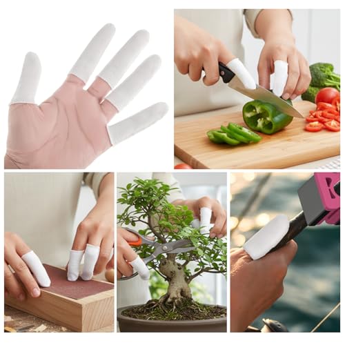 100 Pcs Finger Gauze Sleeve, Cotton Finger Cots Fingers White Toe Sleeves Thumb Protector Covers Condom Fingertips Protective Cushion Comfortable Reusable for Men Women
