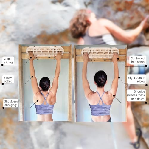 WodGod Climbing Hangboard Rock Climbing Training, Rock Climbing Fingerboard, Wooden Climbing Board Trainer for Strengthen Fingers and Grip, Suitable for Indoor Climbing Training and Pull-ups