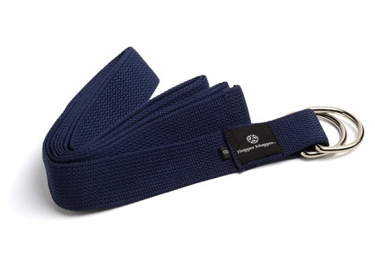 Hugger Mugger D-Ring Cotton Yoga Strap - Super Strong Cotton, Metal D-Ring Buckle, Multiple Lengths Available - color: Navy, size: 10 ft.