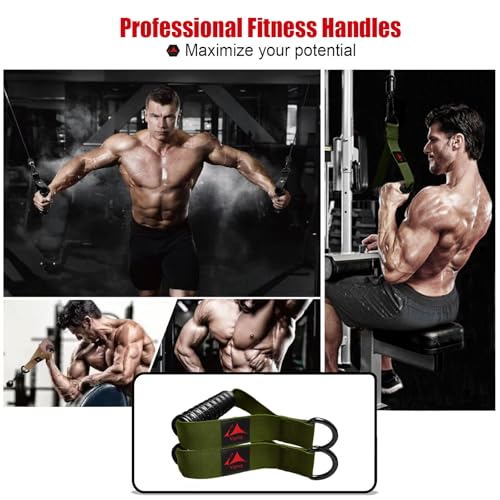 Heavy Duty Gym Workout Handles Attachment for Cable Machine,Resistance Band,Pulley System Home Exercise Equipment, Comfortable and Stronger Grip - color: Military Green XR