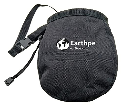 Chalk Bag, No Leak Rock Climbing Straw String Bag Drawstring Rock Climbing Chalk Bag Magnesia Sack with Zippered Pocket Adjustable Belt for Hunting, Hiking, Fitness Gym - color: Black