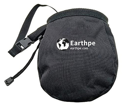 Chalk Bag, No Leak Rock Climbing Straw String Bag Drawstring Rock Climbing Chalk Bag Magnesia Sack with Zippered Pocket Adjustable Belt for Hunting, Hiking, Fitness Gym - color: Black