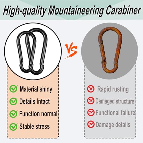 Heavy Duty Spring Snap Hook Carabiners, Galvanized Steel Quick Links, Spring Clips in Black & Silver, Multiple Sizes: 1.6Inch/2Inch/2.4Inch/3Inch/4Inch, for Swing Hammock Camping Keychain Outdoor - size: M8-100PCS, style: Black