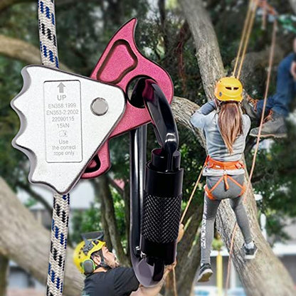 Detachable Climbing Ascender 15kN Rope Grab Ascender, Flip Line Adjuster, Fall Protection Belay Device for Rock Climbing,Tree Arborist/Fit for 11~13 MM Rope - color: Silver-undetachable