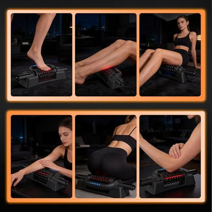 Electric Rolling Massager with Redlight, Lymphatic Drainage Massage | Muscle Recovery Stick and Back Massage Roller, Rechargeable 6-Speed Cellulite Roller for Arm Legs Calf Foot