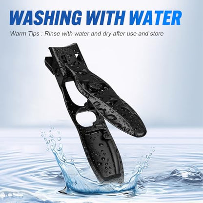 Wide Jaw Nail Clippers, Stainless Steel, Professional Fingernail Clipper | Heavy Duty Toe Nail Clippers for Men Women Seniors, Ultra Sharp, Anti Splash Design, Black - color: Black