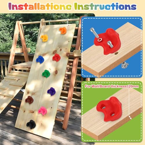 10 Rock Wall Climbing Holds Extra Large with 2 Handles,DIY Rock Climbing Grips with Mini Wrench for Indoor Outdoor Playground Play Set(Green) - color: Green