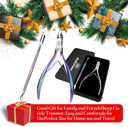 Cuticle Trimmer 3/4 Jaw Extremely Sharp Cuticle Nippers Scissors Stainless Steel Clippers Cutter Remover Pedicure Manicure Nail Tool, cuticle pusher, nail cuticle trimmer professional cuticle cutter - color: Cuticle Nippers+cuticle Pushers/Colorful-b