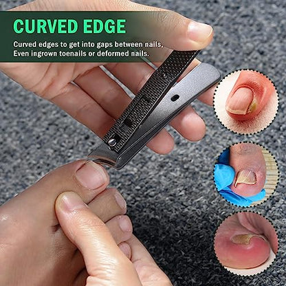 FVION Angled Nail Clippers, Ingrown Toenail Clipper for Thick Nails, Slant Curved Blade Nail Cutters Ingrown Nail Pain Relief Tool - color: Brown