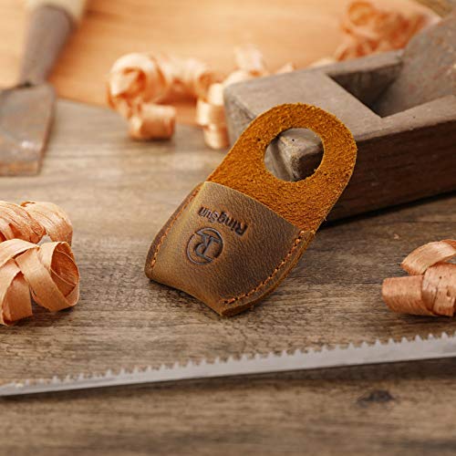 RingSun Thumb Guard Wood Carving Tools, Leather Finger Protector, Handmade Carpenter Working Carving Kit Accessories - color: Red