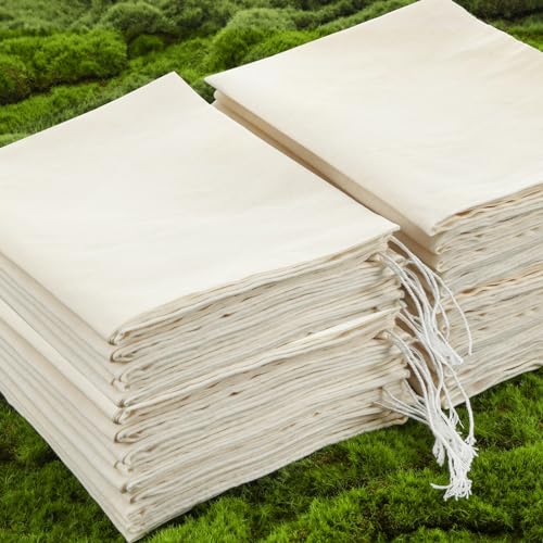 Tatuo 50 Pcs 18 x 20 Inches Cotton Bags with Drawstring Large Reusable Produce Bags Linen Empty Storage Pouches Canvas Fabric Sachet for Cloth Bread Food Storage - size: 18 x 20 Inches (Pack of 50)