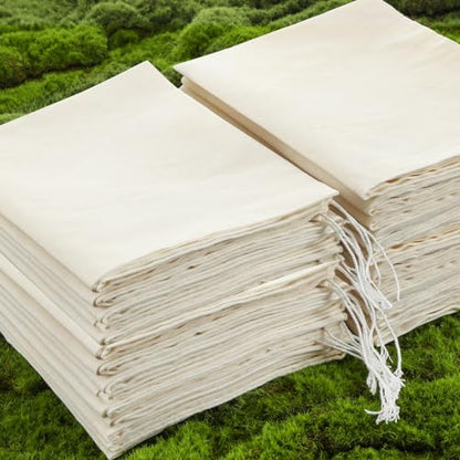 Tatuo 50 Pcs 18 x 20 Inches Cotton Bags with Drawstring Large Reusable Produce Bags Linen Empty Storage Pouches Canvas Fabric Sachet for Cloth Bread Food Storage - size: 18 x 20 Inches (Pack of 50)